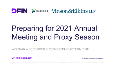 Preparing for 2021 annual meeting & proxy season