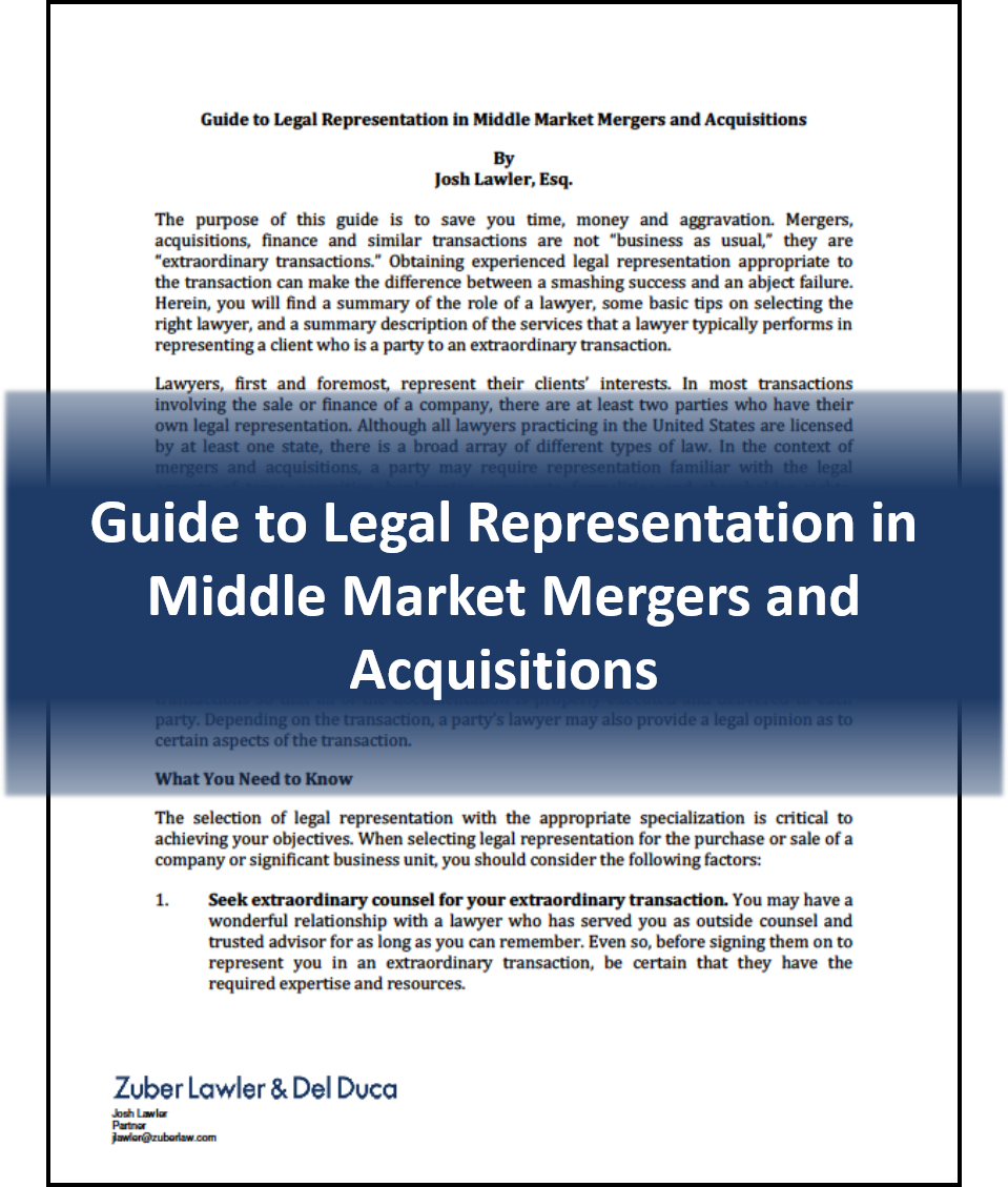 Guide to Legal Representation in Middle Market Mergers and Acquisitions