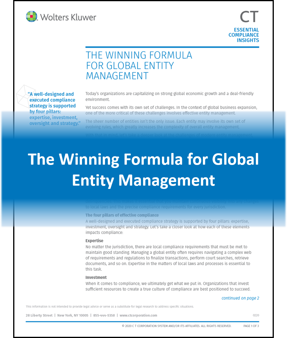 The Winning Formula for Global Entity Management